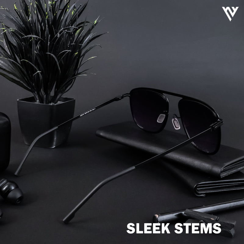 Black & Silver Polarized Wayfarer Sunglasses - PMG4288