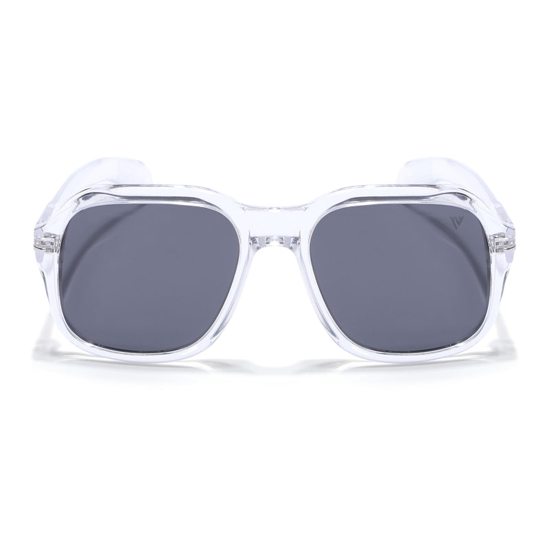 Wayfarer Polarized Sunglasses (Black Lens | Transparent Frame - PMG4988)