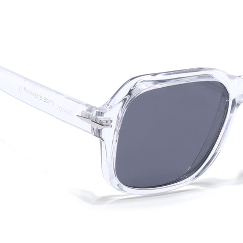 Wayfarer Polarized Sunglasses (Black Lens | Transparent Frame - PMG4988)