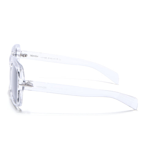 Wayfarer Polarized Sunglasses (Black Lens | Transparent Frame - PMG4988)