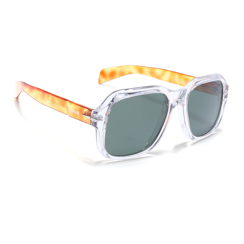 Wayfarer Polarized Sunglasses (Green Lens | Transparent Frame - PMG4991)