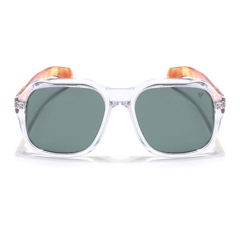Wayfarer Polarized Sunglasses (Green Lens | Transparent Frame - PMG4991)