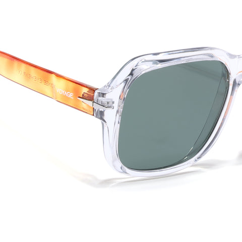 Wayfarer Polarized Sunglasses (Green Lens | Transparent Frame - PMG4991)