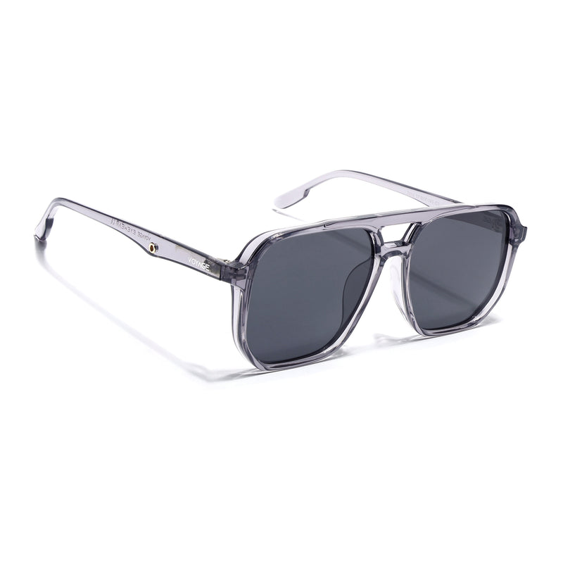 Wayfarer Polarized Sunglasses (Black Lens | Transparent Grey Frame - PMG5002)