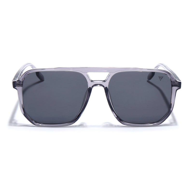 Wayfarer Polarized Sunglasses (Black Lens | Transparent Grey Frame - PMG5002)