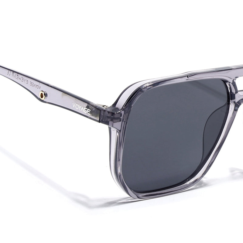 Wayfarer Polarized Sunglasses (Black Lens | Transparent Grey Frame - PMG5002)