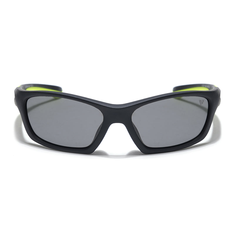Wrap Around Polarized Sunglasses for Kids -6 yrs To 12 yrs (Black Lens | Black Frame - PMG5891)