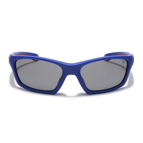 Wrap Around Polarized Sunglasses for Kids -6 yrs To 12 yrs (Black Lens | Blue Frame - PMG5893)