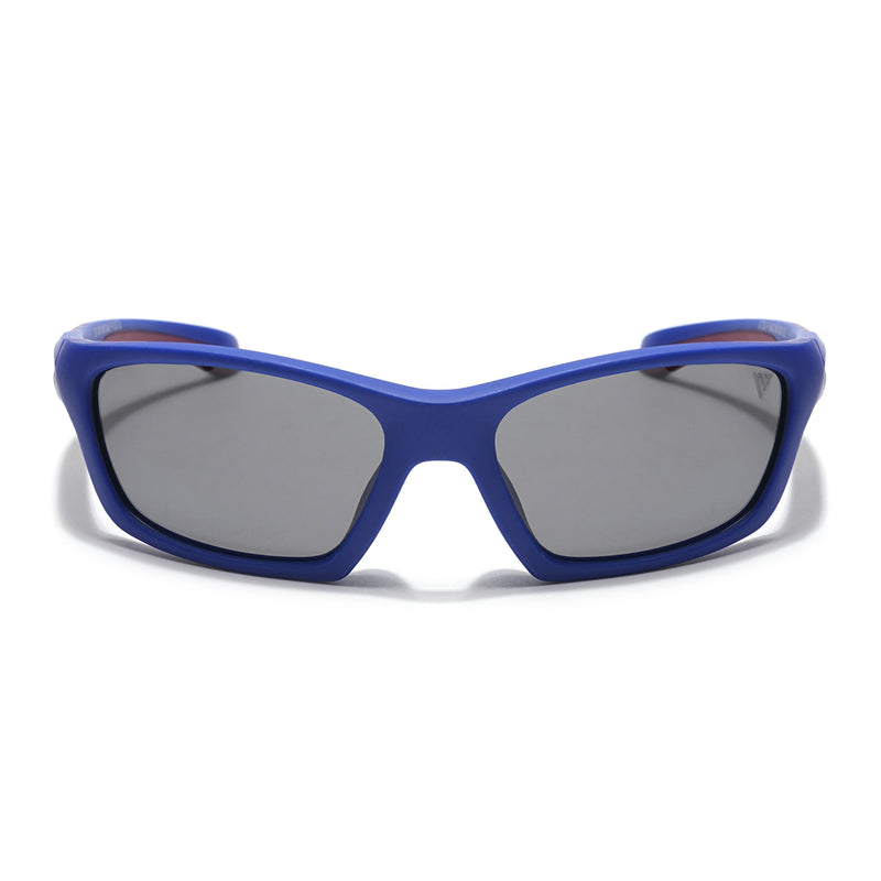 Wrap Around Polarized Sunglasses for Kids -6 yrs To 12 yrs (Black Lens | Blue Frame - PMG5893)