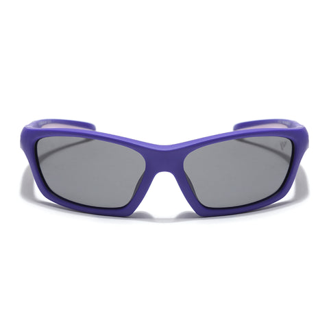 Wrap Around Polarized Sunglasses for Kids -6 yrs To 12 yrs (Black Lens | Purple Frame - PMG5896)