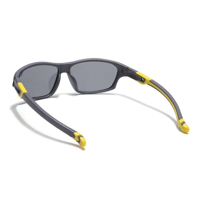 Wrap Around Polarized Sunglasses for Kids -6 yrs To 12 yrs (Black Lens | Grey Frame - PMG5898)