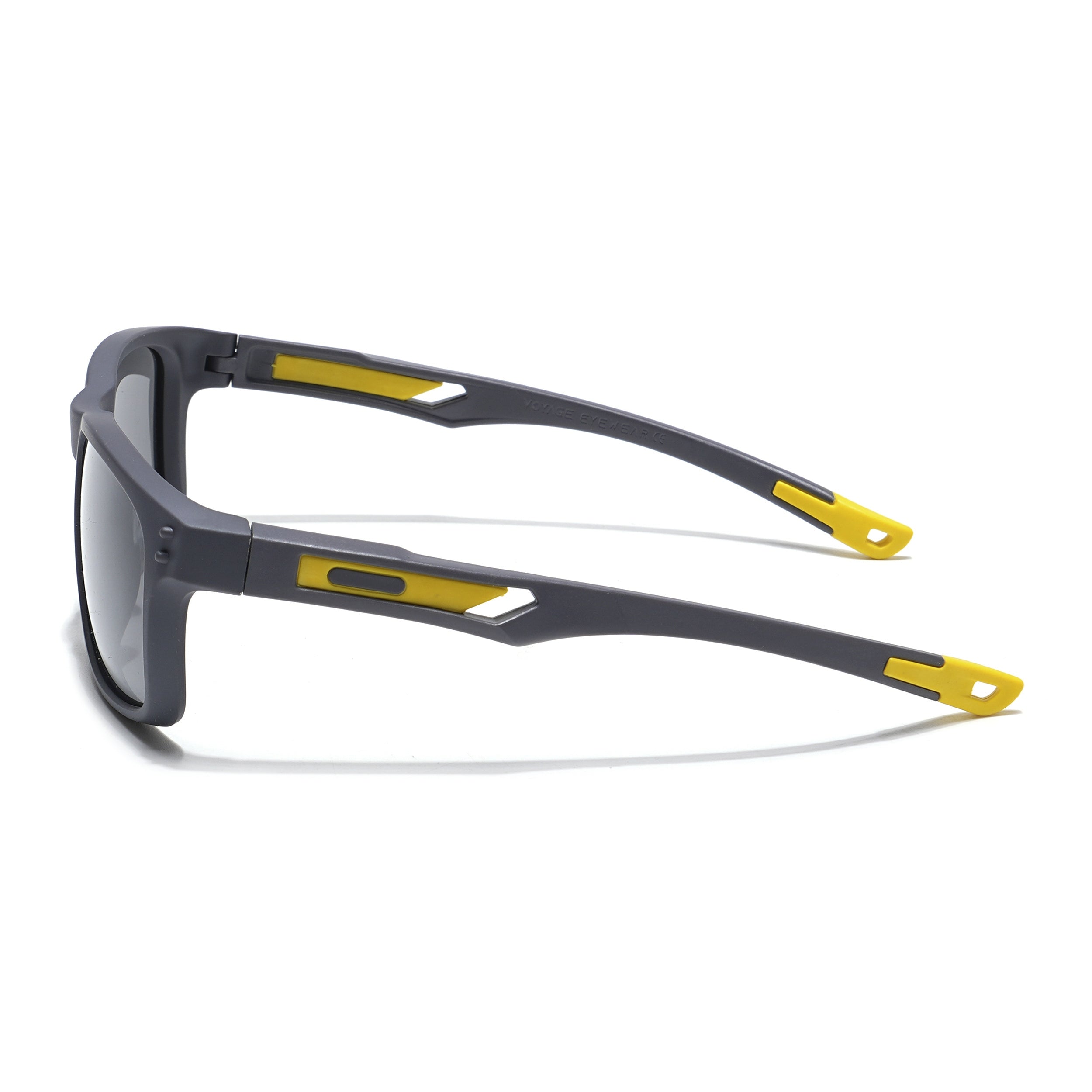 Rectangle Polarized Sunglasses for Kids -6 yrs To 12 yrs (Black Lens | Grey Frame - PMG5922)