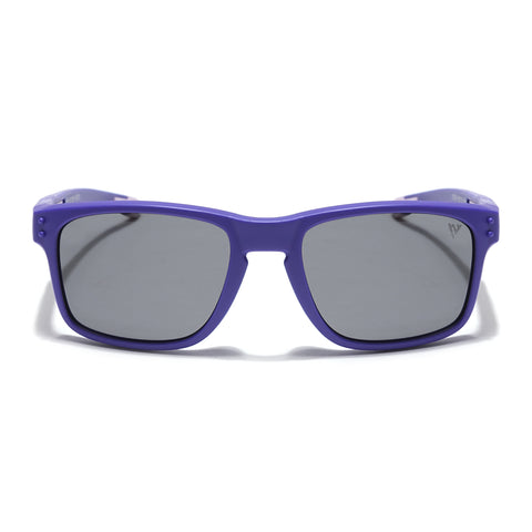 Rectangle Polarized Sunglasses for Kids -6 yrs To 12 yrs (Black Lens | Purple Frame - PMG5923)