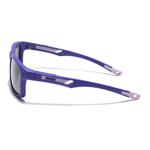 Rectangle Polarized Sunglasses for Kids -6 yrs To 12 yrs (Black Lens | Purple Frame - PMG5923)