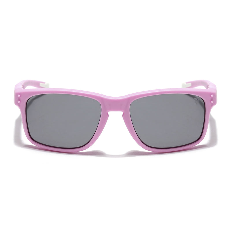 Rectangle Polarized Sunglasses for Kids -6 yrs To 12 yrs (Black Lens | Pink Frame - PMG5924)