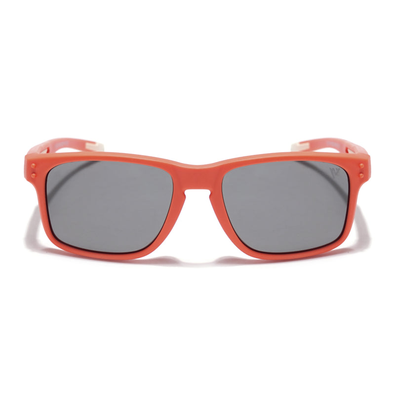 Rectangle Polarized Sunglasses for Kids -6 yrs To 12 yrs (Black Lens | Orange Frame - PMG5925)