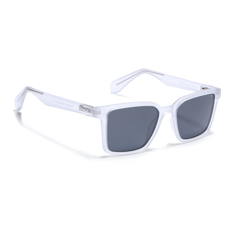 Prizm | Transparent Square Polarized Sunglasses | Black Lens - PMG7293