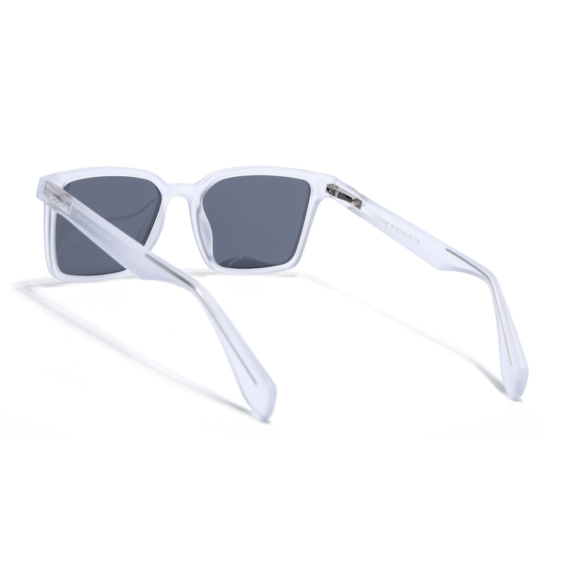 Prizm | Transparent Square Polarized Sunglasses | Black Lens - PMG7293