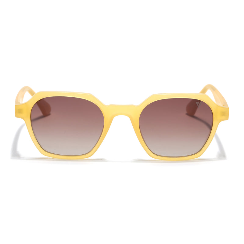 Prizm | Sun Yellow Hexagonal Polarized Sunglasses | Brown & Clear Lens - PMG7289