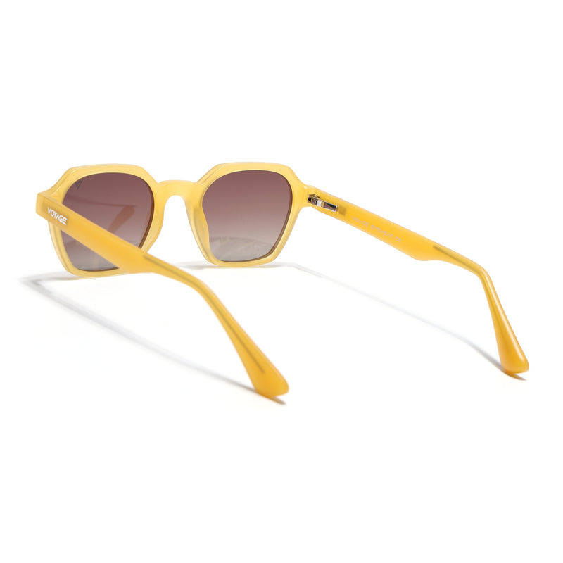 Prizm | Sun Yellow Hexagonal Polarized Sunglasses | Brown & Clear Lens - PMG7289