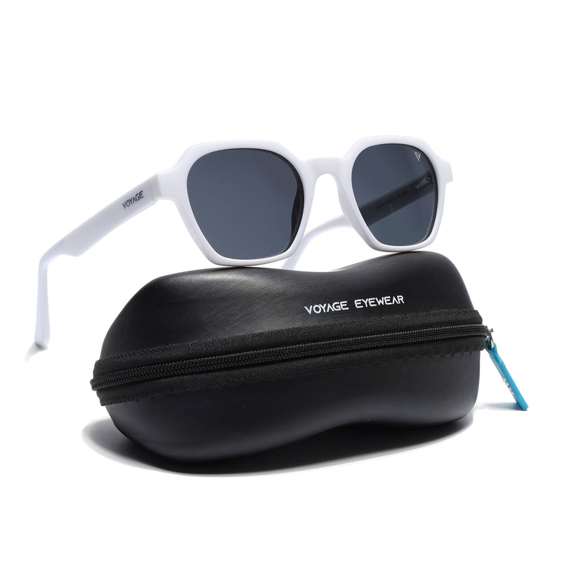 Prizm | White Hexagonal Polarized Sunglasses | Black Lens - PMG7291