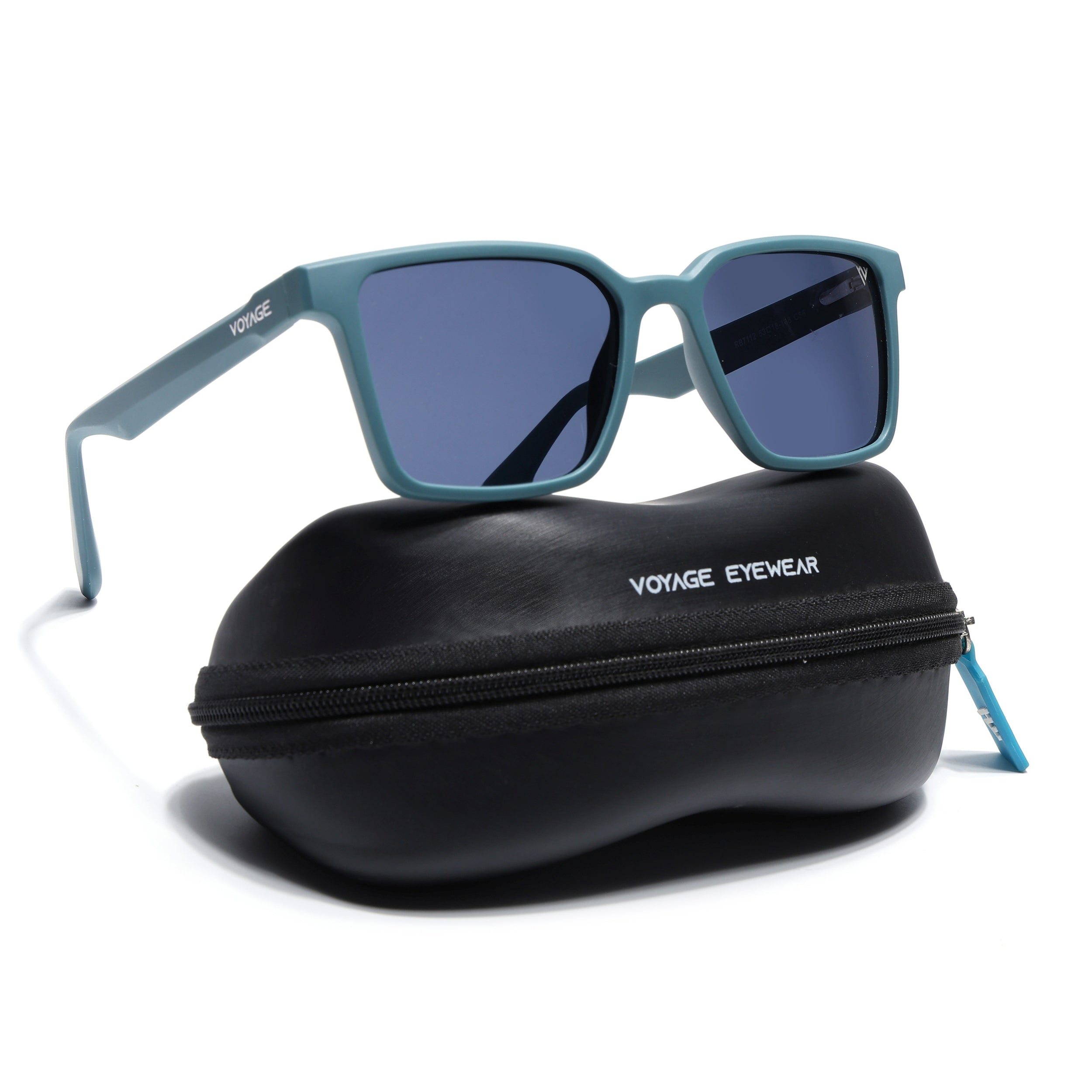 Prizm | Matt Teal Square Polarized Sunglasses | Grey Lens - PMG7295