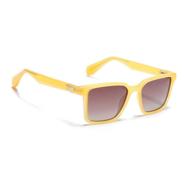 Prizm | Sun Yellow Square Polarized Sunglasses | Brown & Clear Lens - PMG7298