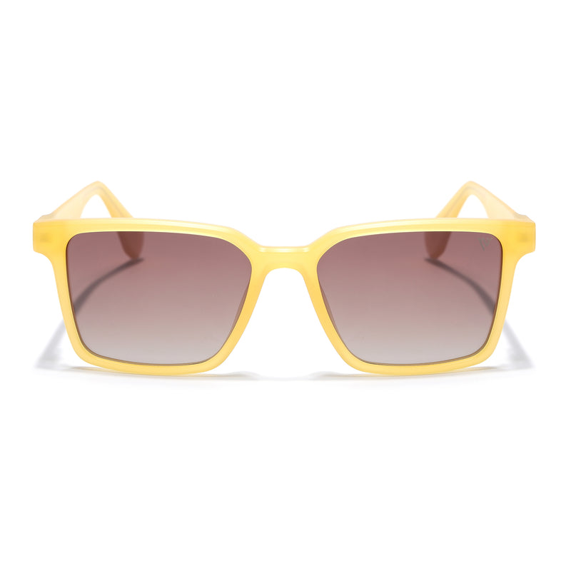 Prizm | Sun Yellow Square Polarized Sunglasses | Brown & Clear Lens - PMG7298