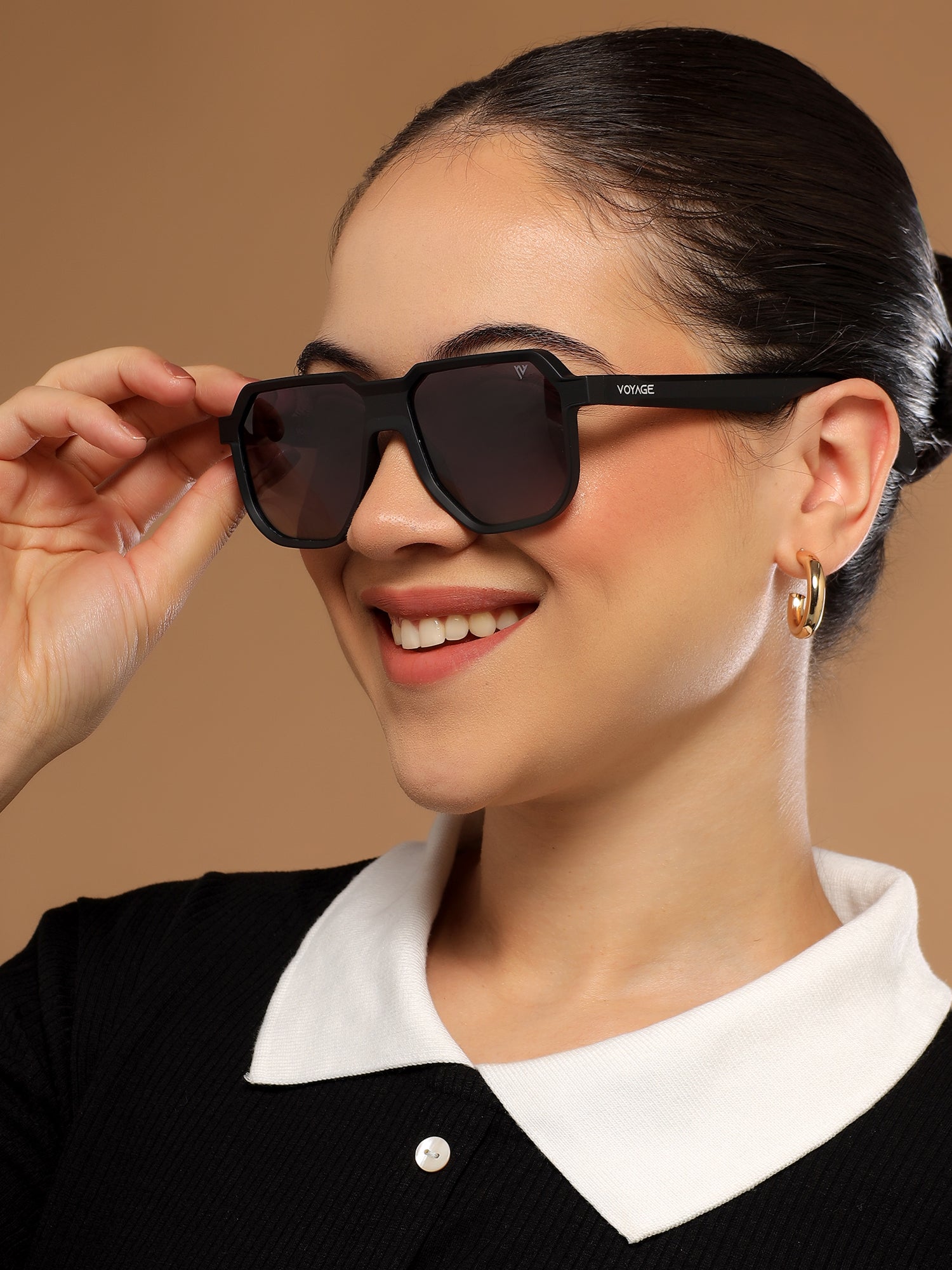 Prizm | Black Hexagonal Polarized Sunglasses | Black Lens - PMG6708