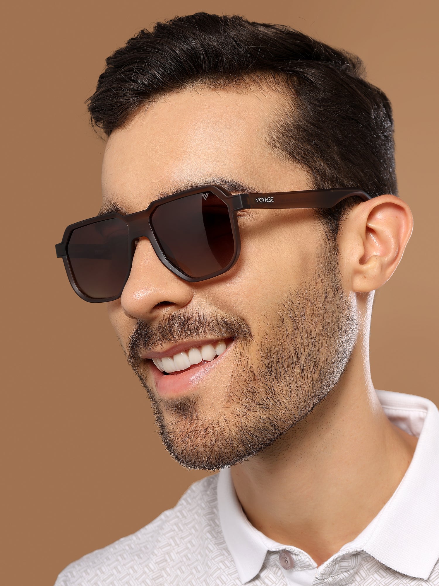 Prizm | Brown Hexagonal Polarized Sunglasses | Brown & Clear Lens - PMG6711