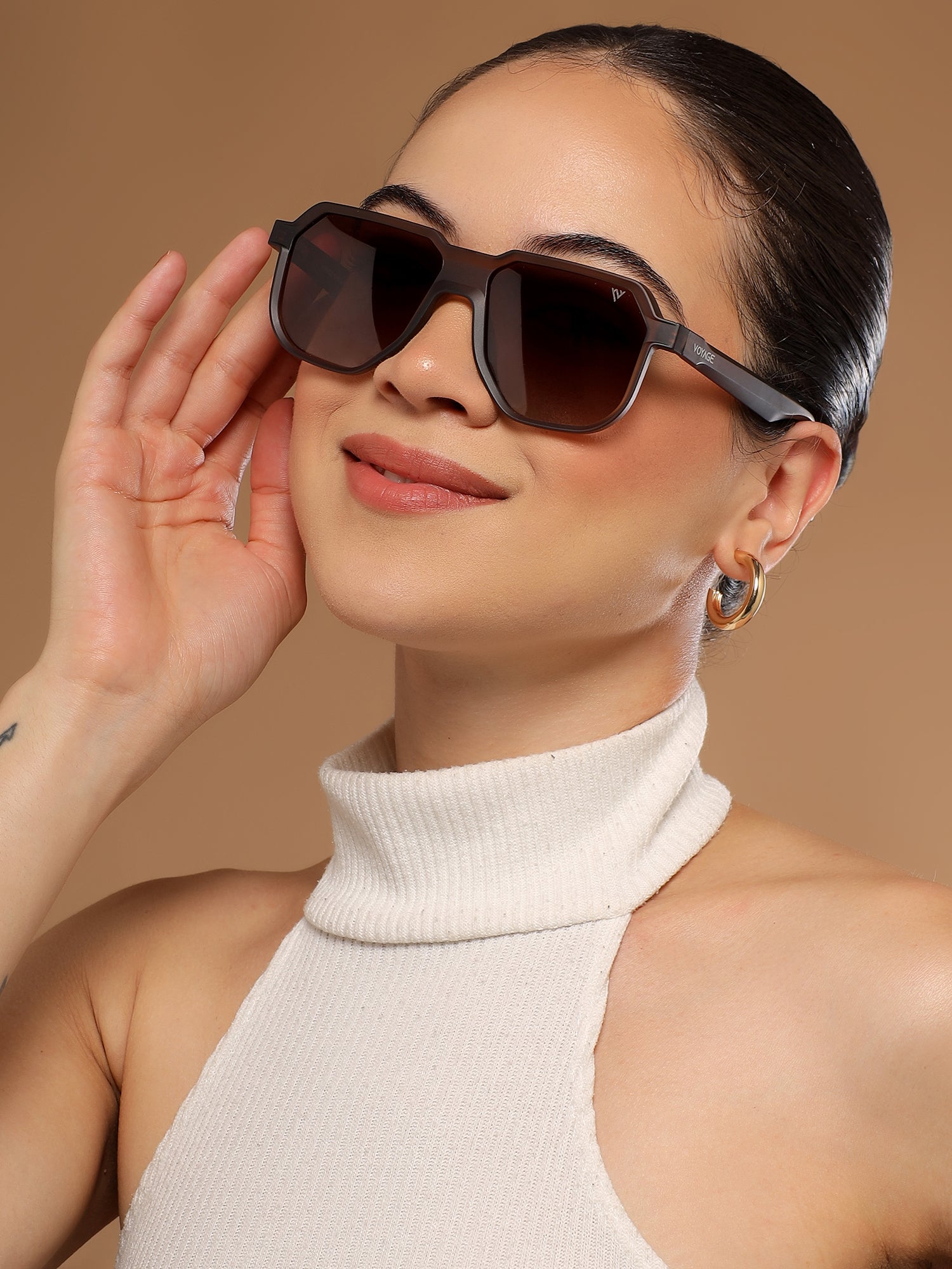 Prizm | Brown Hexagonal Polarized Sunglasses | Brown & Clear Lens - PMG6711