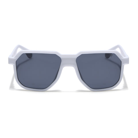 Prizm | White Hexagonal Polarized Sunglasses | Black Lens - PMG6716