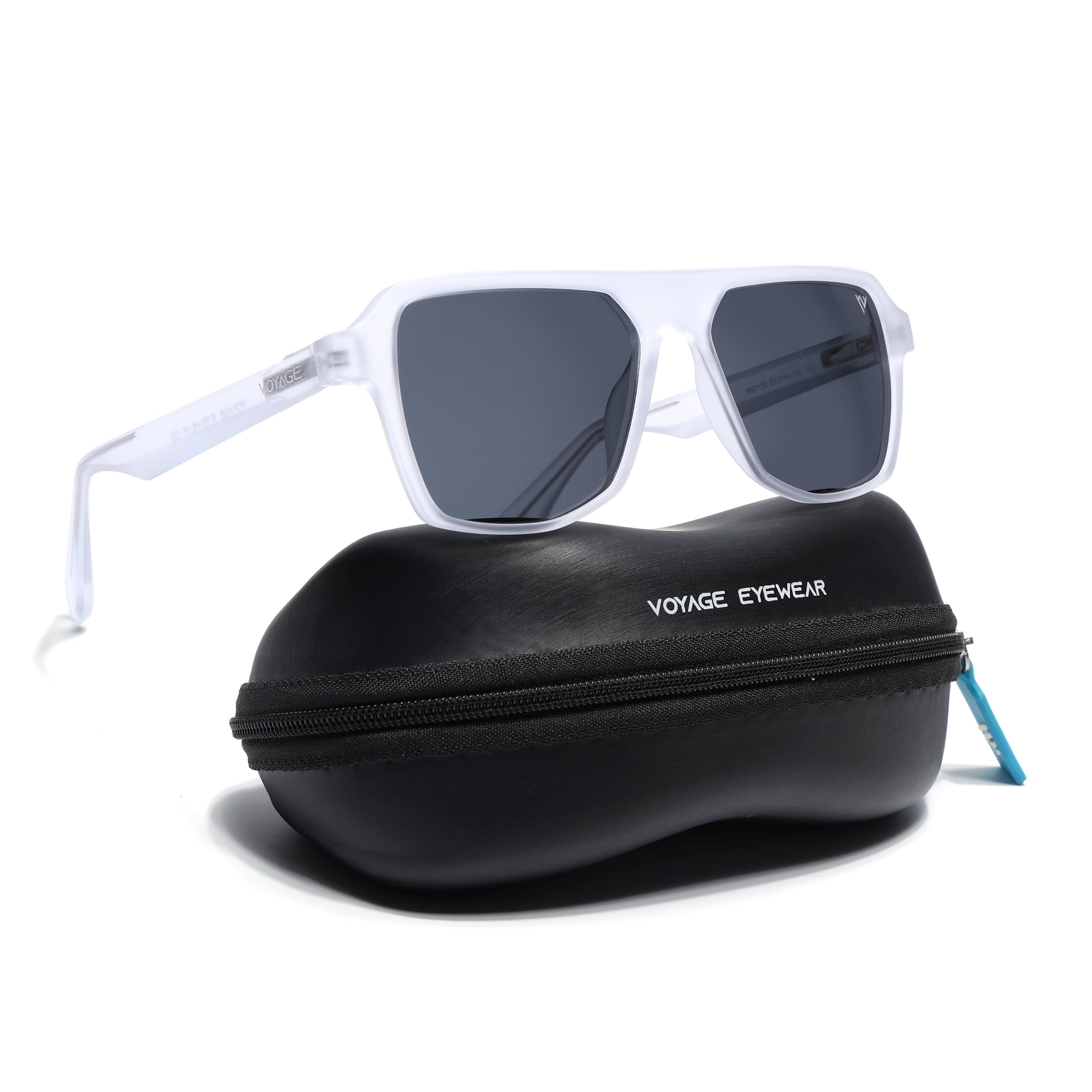 Prizm | Transparent Wayfarer Polarized Sunglasses | Black Lens  - PMG7275