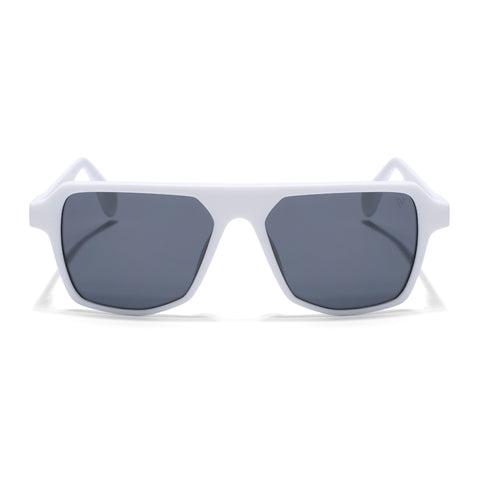 Prizm | White Wayfarer Polarized Sunglasses | Black Lens - PMG7282