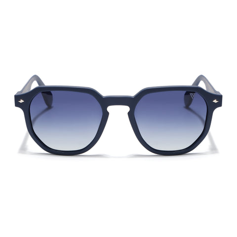 Prizm | Matt Blue Hexagonal Polarized Sunglasses | Grey & Clear Lens |  Frame - PMG7267
