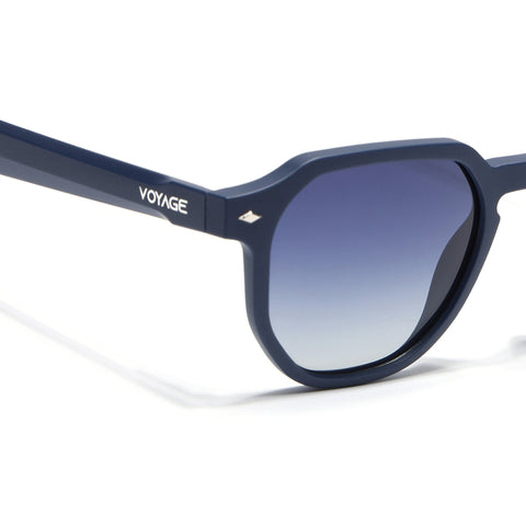 Prizm | Matt Blue Hexagonal Polarized Sunglasses | Grey & Clear Lens |  Frame - PMG7267
