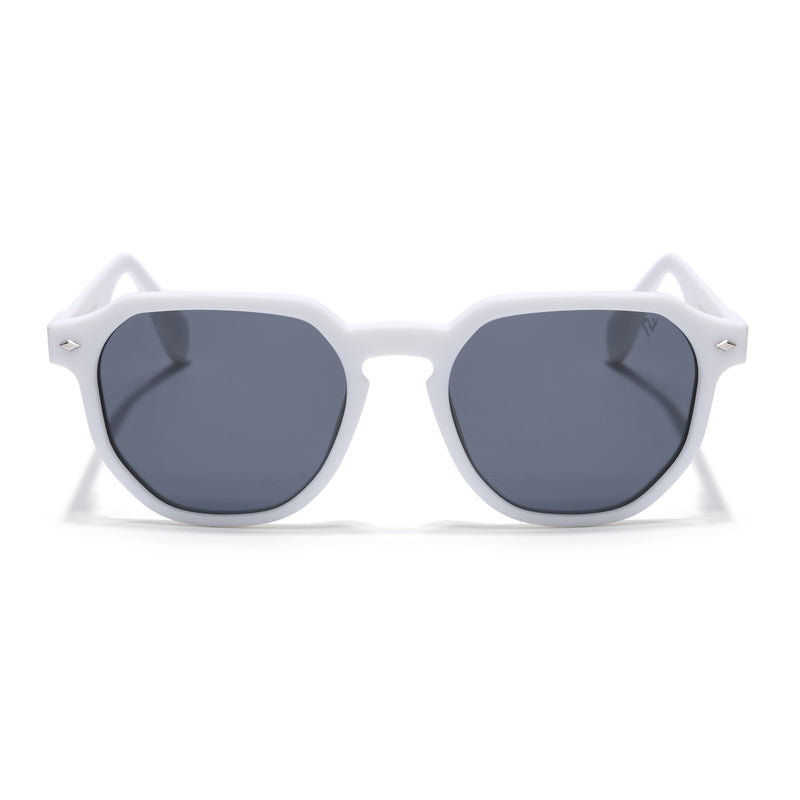 Prizm | White Hexagonal Polarized Sunglasses | Black Lens - PMG7272