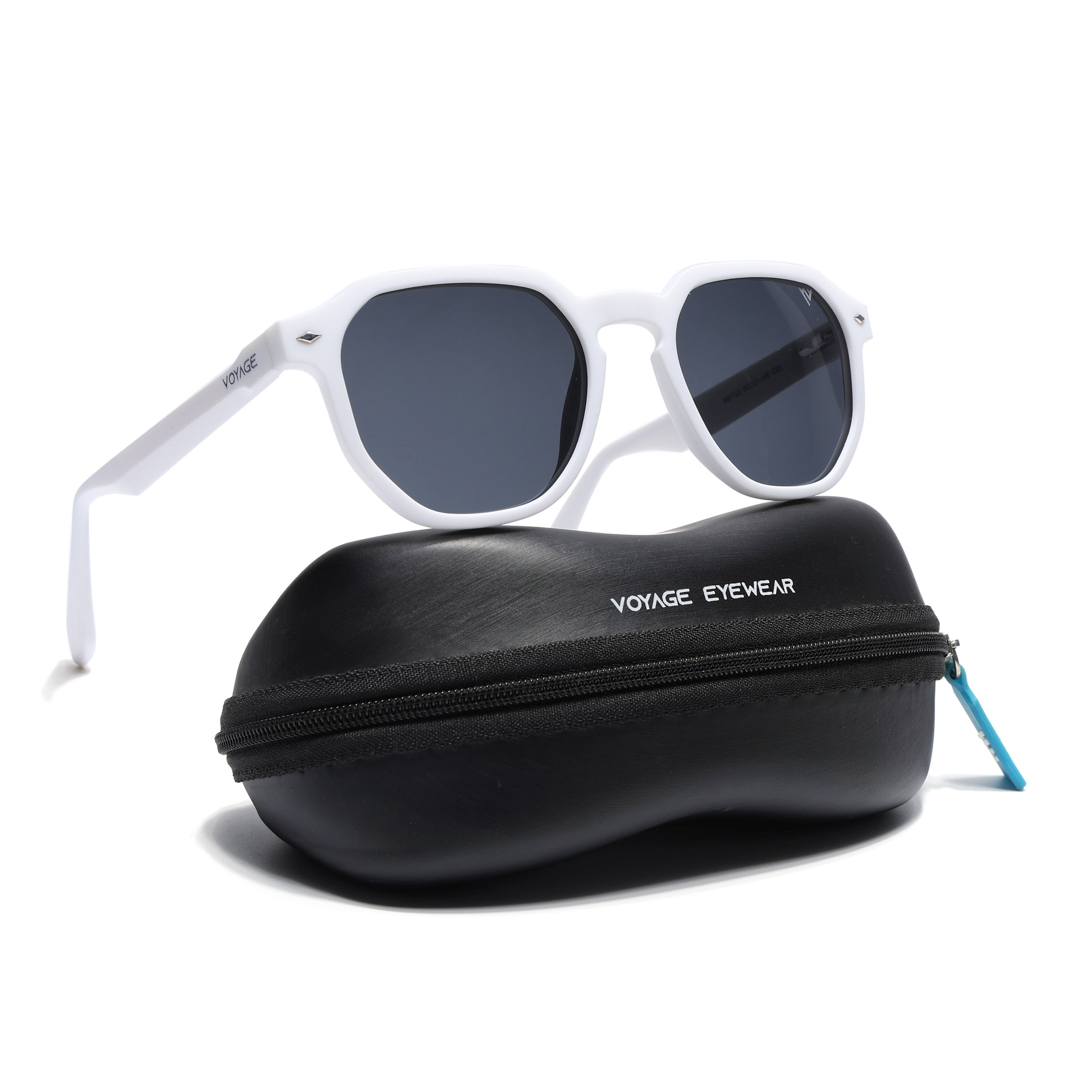 Prizm | White Hexagonal Polarized Sunglasses | Black Lens - PMG7272