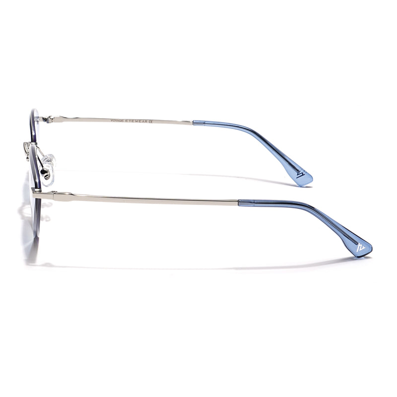 Voyage Select Oval Sunglasses (Blue & Clear Lens | Silver Frame - SLMG6277)