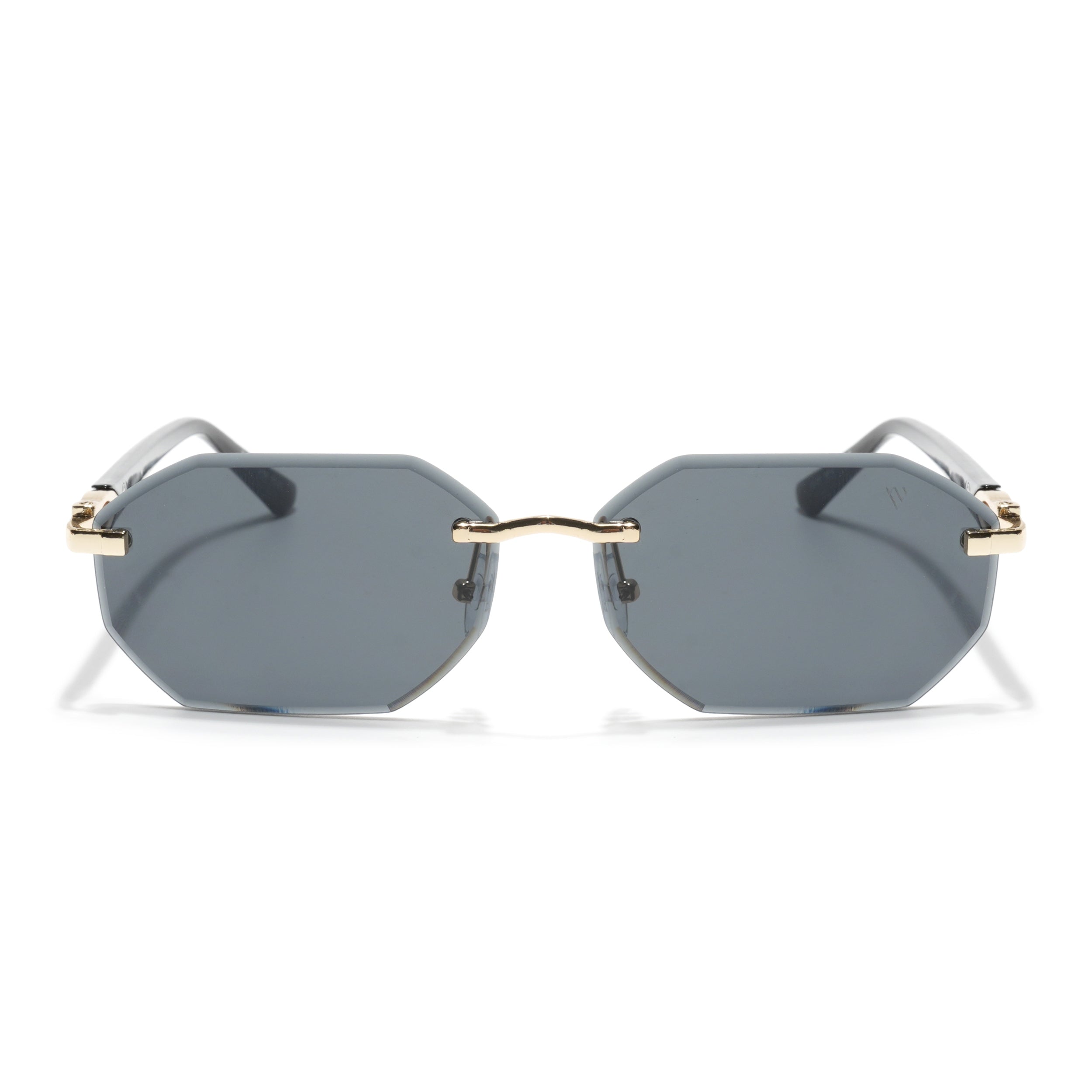 Rimless Sunglasses for Men & Women (Grey Lens | Golden Frame - MG7043)