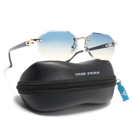 Slayr | Blue & Brown Rimless Sunglasses | MG7044