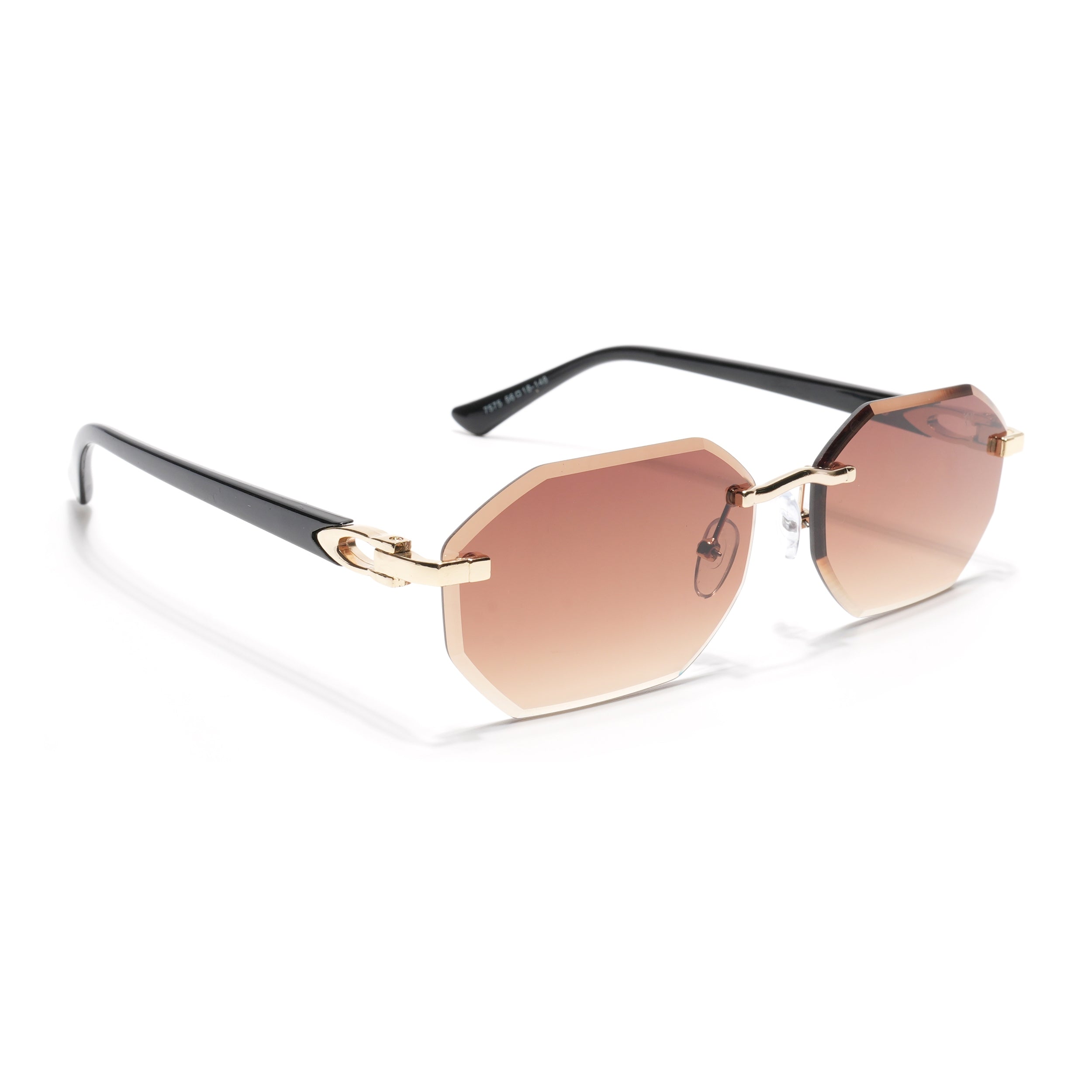 Rimless Sunglasses for Men & Women (Brown Lens | Golden Frame - MG7045)