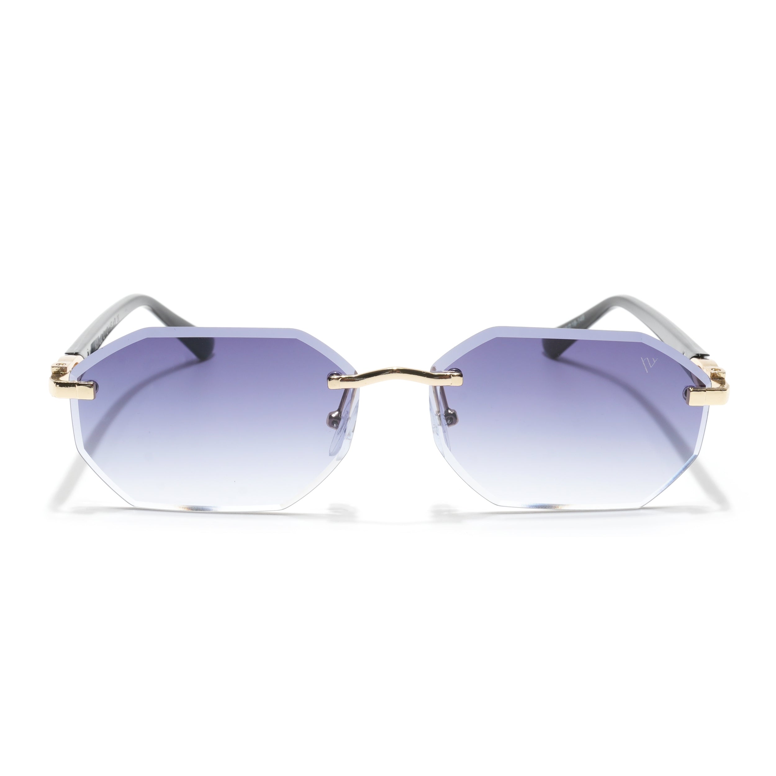 Rimless Sunglasses for Men & Women (Grey & Clear Lens | Golden Frame - MG7047)