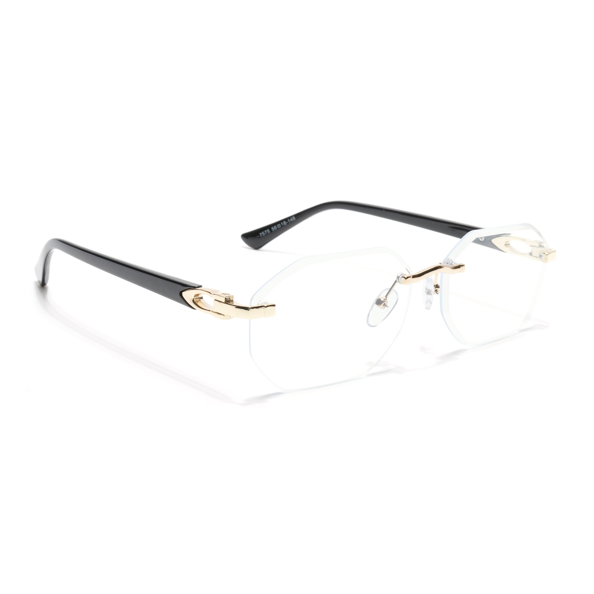 Rimless Sunglasses for Men & Women (Clear Lens | Golden Frame - MG7049)