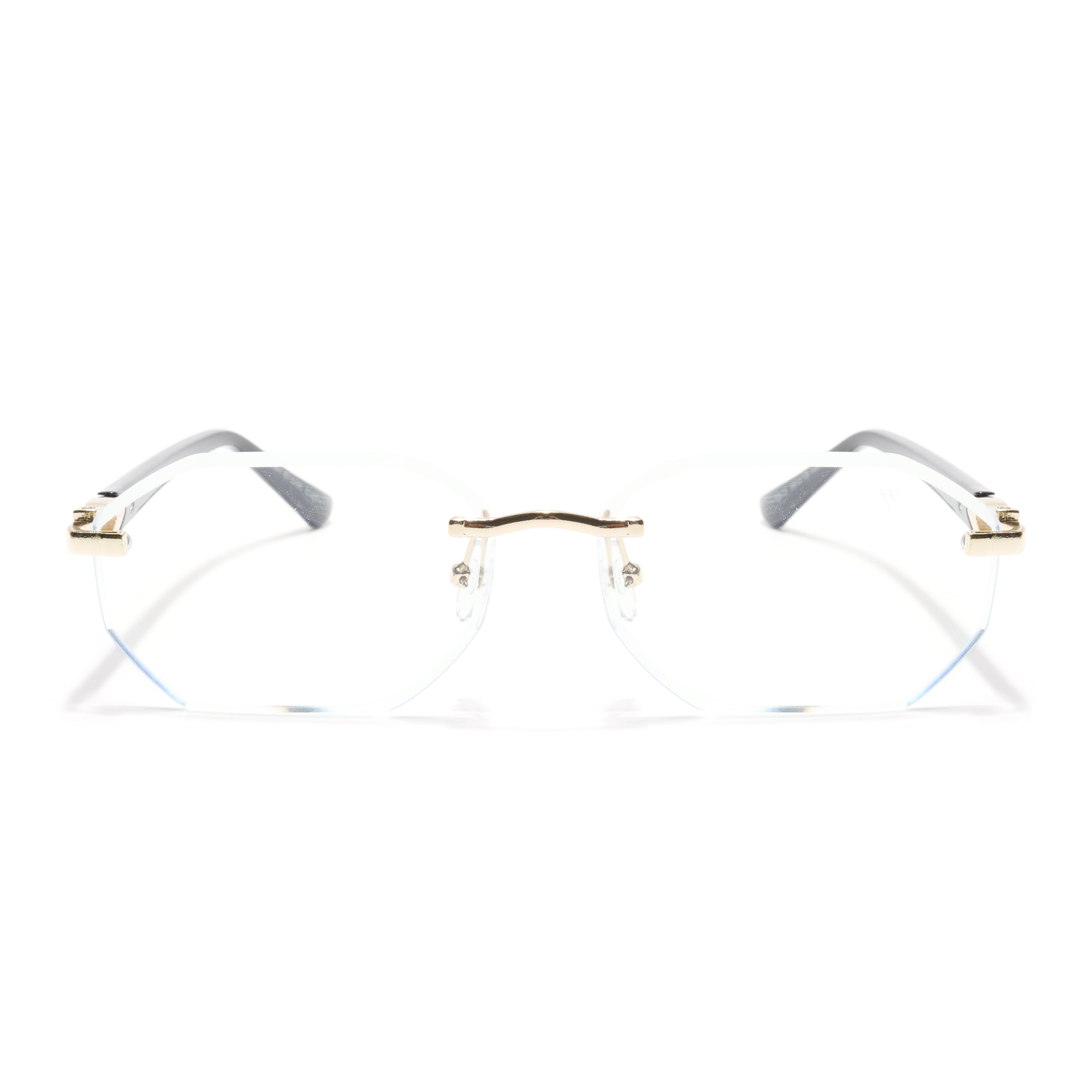 Rimless Sunglasses for Men & Women (Clear Lens | Golden Frame - MG7049)