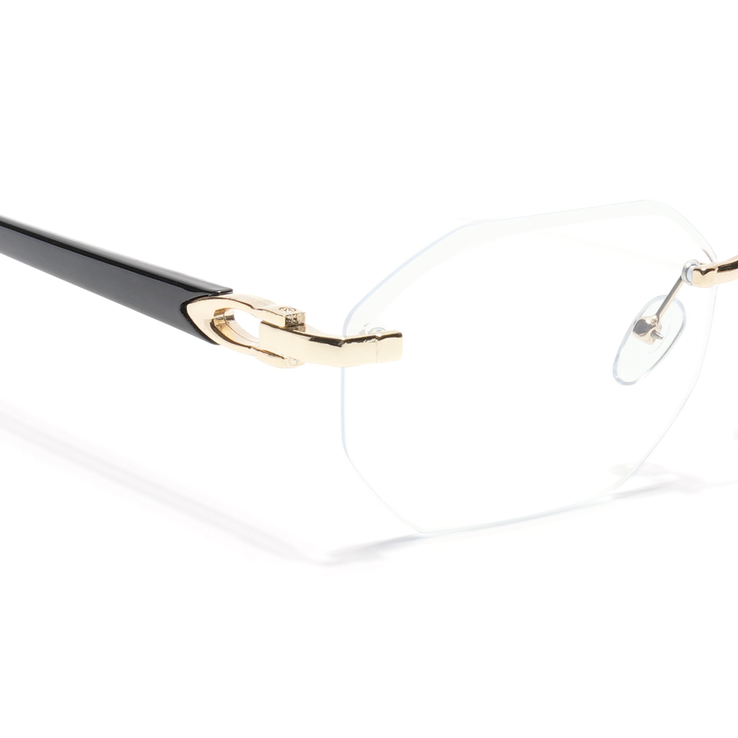 Rimless Sunglasses for Men & Women (Clear Lens | Golden Frame - MG7049)