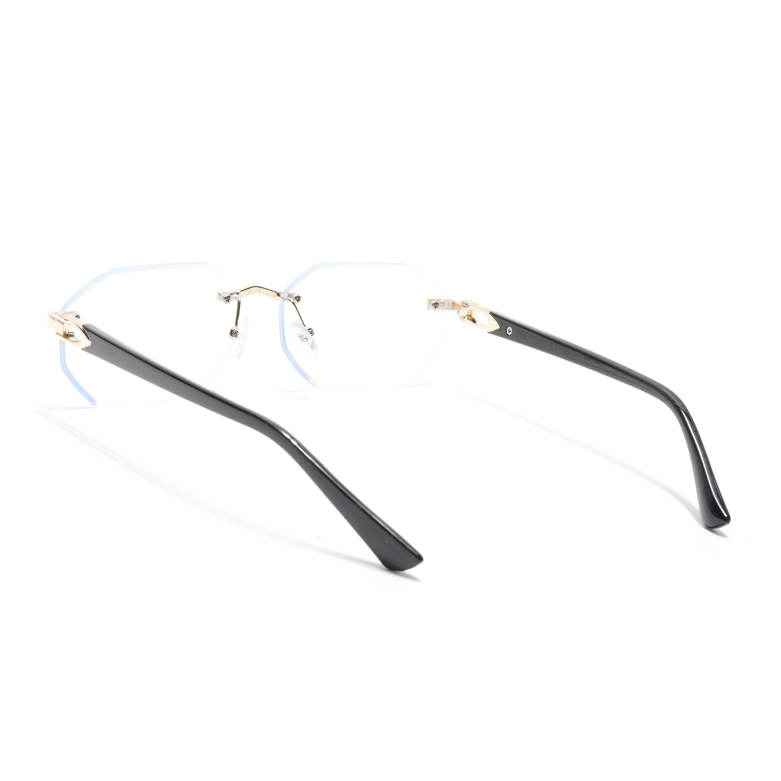 Rimless Sunglasses for Men & Women (Clear Lens | Golden Frame - MG7049)