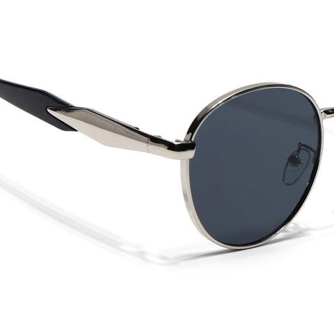 Round Sunglasses for Men & Women (Grey Lens | Silver Frame - MG7142)