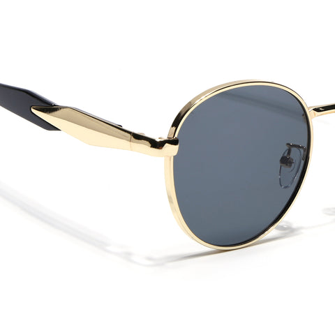 Round Sunglasses for Men & Women (Grey Lens | Golden Frame - MG7143)