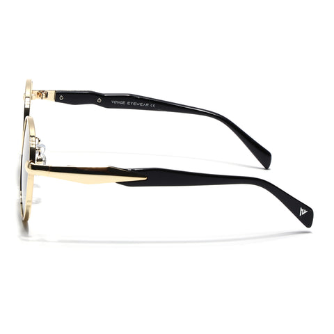 Round Sunglasses for Men & Women (Grey Lens | Golden Frame - MG7143)